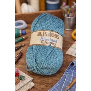 Vintage Patons Shetland Chunky Yarn Soft Teal 100g Wool Blend Canada
